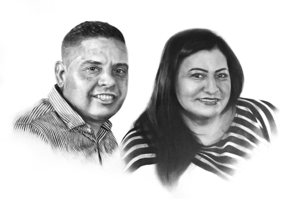 Pareja Retrato Lapiz Carboncillo